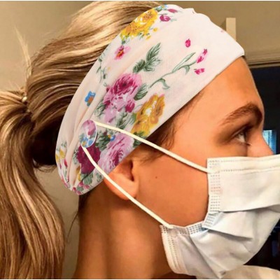 Hot sales custom print women Headband with button Boho Florida Style Cross Head Wrap Hair Band